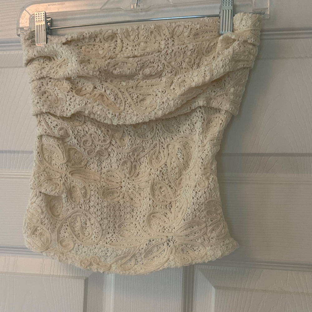 Anthropologie cream colored Lace Strapless Top